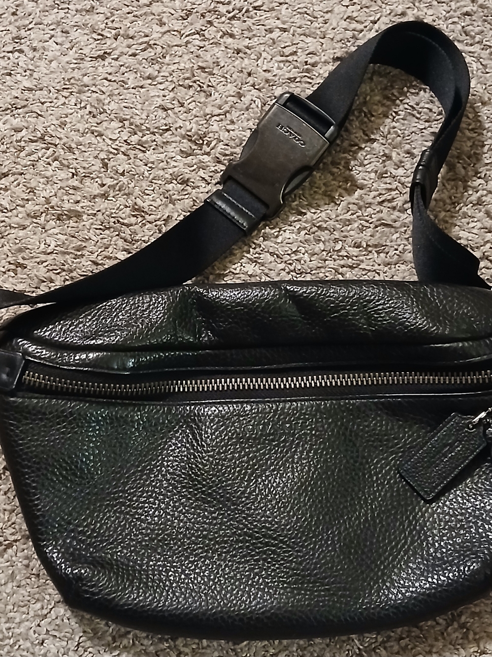 Coach Graham Leather Belt Bag Black Pebbled Fanny Pack Crossbody Gunmetal Unisex - Picture 10 of 12